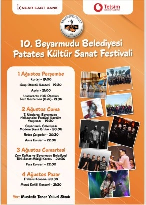 10. Beyarmudu Belediyesi Patates Kültür Sanat Festivali bu akşam başlıyor